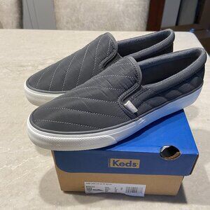 Keds Jump Kick Quilted Fabric Slip on Sneakers - Dark Gray - Size 8M